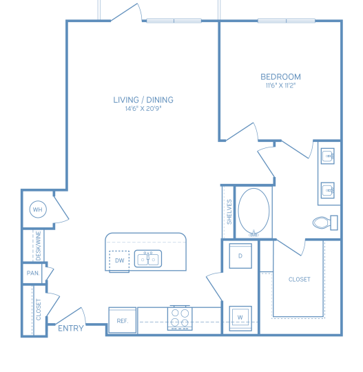 a floor plan for a two bedroom apartment at The Allure