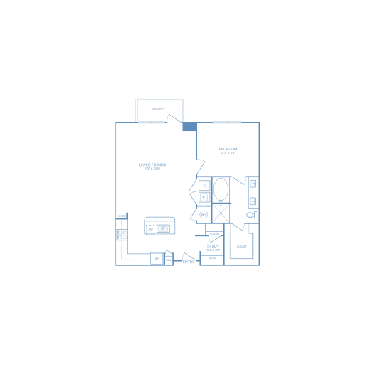 floor plan of a two bedroom apartment at The Allure
