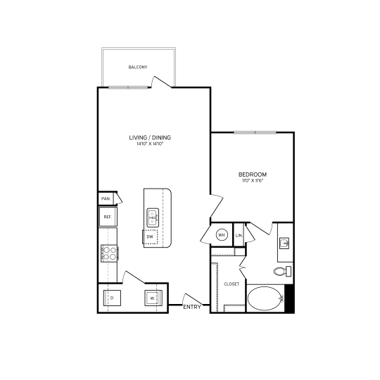 a floor plan of a two bedroom apartment at The Allure