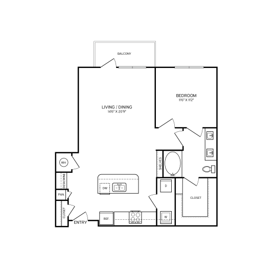 a floor plan of a two bedroom apartment at The Allure