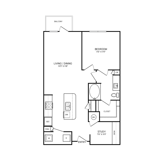 a floor plan of a two bedroom apartment at The Allure